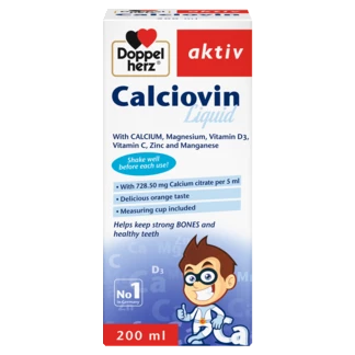 Doppelherz aktiv Calciovin Sirup Prednji pogled Retuširani prednji pogled Zadnji pogled Pogled sa leve strane Pogled sa desne strane