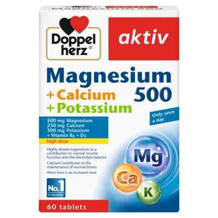 Doppelherz aktiv Magnesium 500 + Calcium + Potassium front view